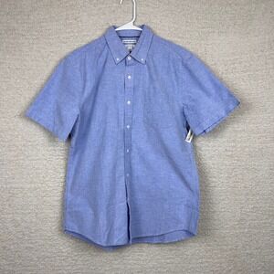 Amazon Essentials Shirt Mens Large Blue Oxford Button-Down Slim Short Sleeve NWT